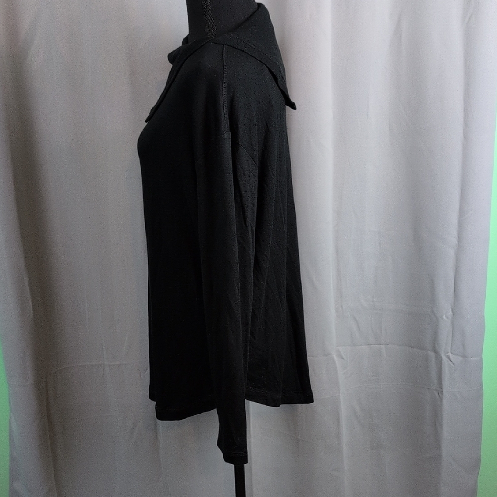 Cynthia Rowley Black Drape Neck Blouse Mediumβ New Soft Cozy - Picture 3 of 8